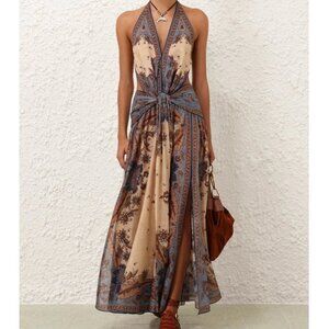Zimmermann Ascension open-back printed cotton-voile halterneck maxi dress